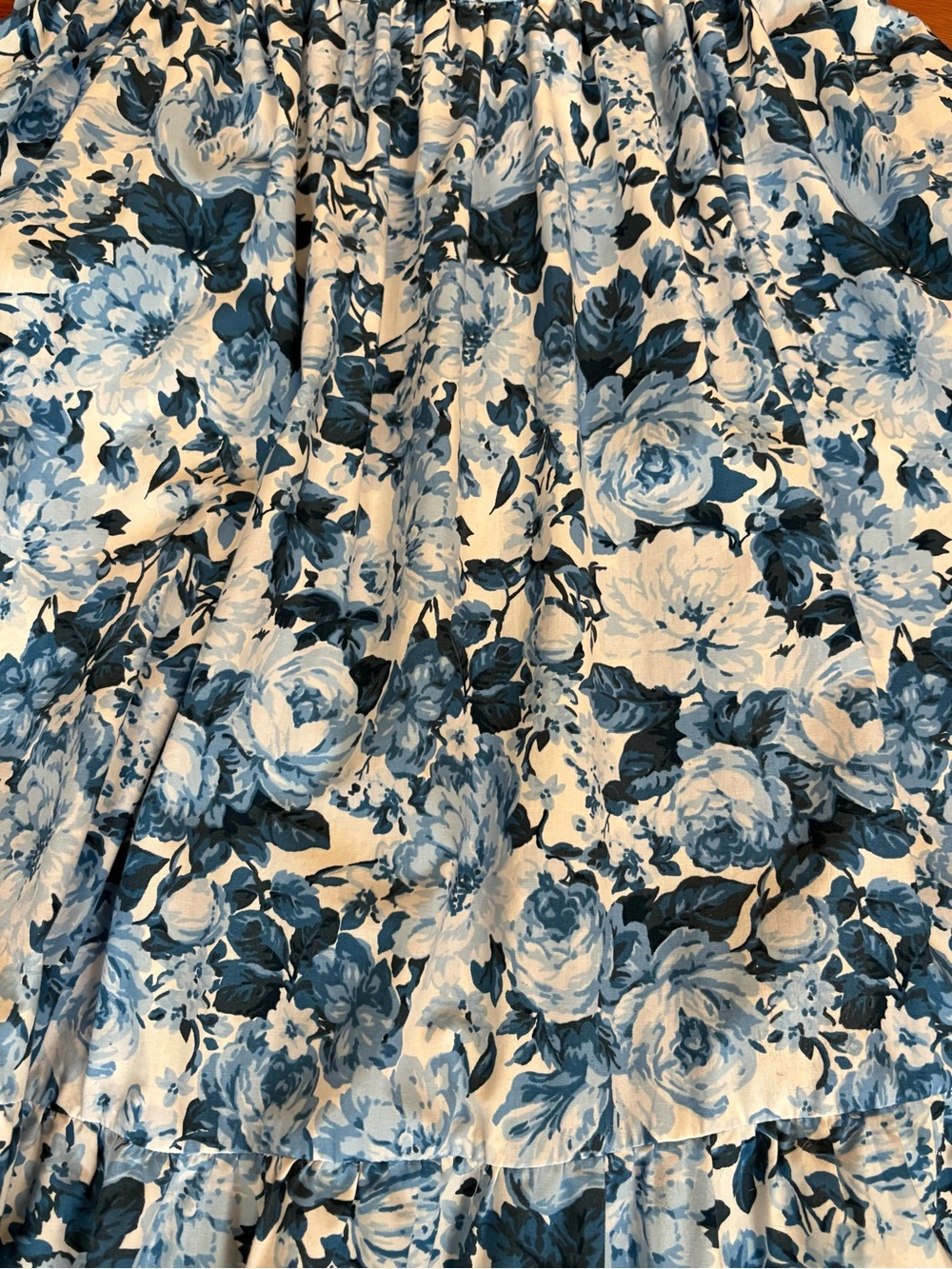 Abercrombie & Fitch Emerson Poplin Midi Dress M Blue Floral Puff Sleeve Smock - Picture 6 of 6